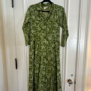 Julia Amory Green Paisley Shirt Dress XS